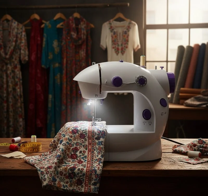ماكينة الخياطة في العمل